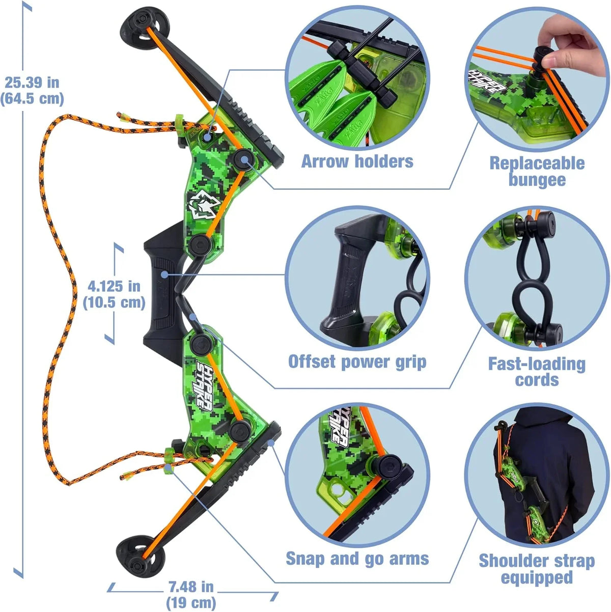 2. Master Controller Bow, 20 Zynix Whistle Arrows, 2 Parachute Replacement Parts, 2 Shoulder Straps and 4 Arrow Bags - Long-distance Outdoor Equipment