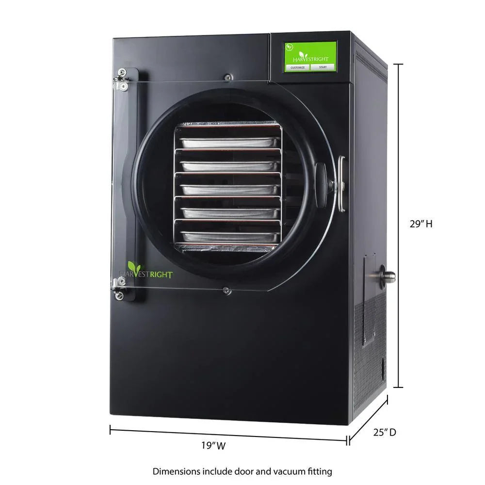 5-Tray Medium Black Aluminum Freeze Dryer with Mylar Starter Kit HRFD-SBL