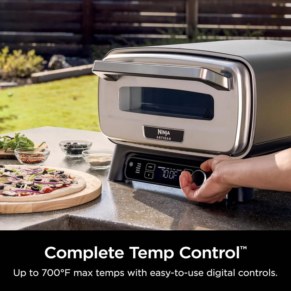 Artisan Outdoor Pizza Oven, 12 inches, can make pizza in 3 minutes, Neapolitan style, thin crust, New York Chicago style, custom model, maximum temperature 700 degrees Fahrenheit, electric heating, baking, grilling, and fermentation functions.