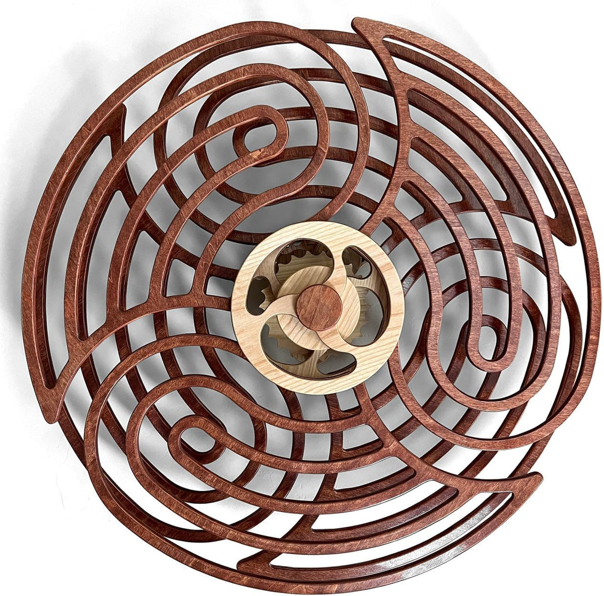 Mindsight Moving Wall Art - Wind up to power peaceful motion (no battery) - Calming Wall Décor Room, Office, Bedroom, Kitchen - Hand Crafted Wood - Ripple, Canyon Brown