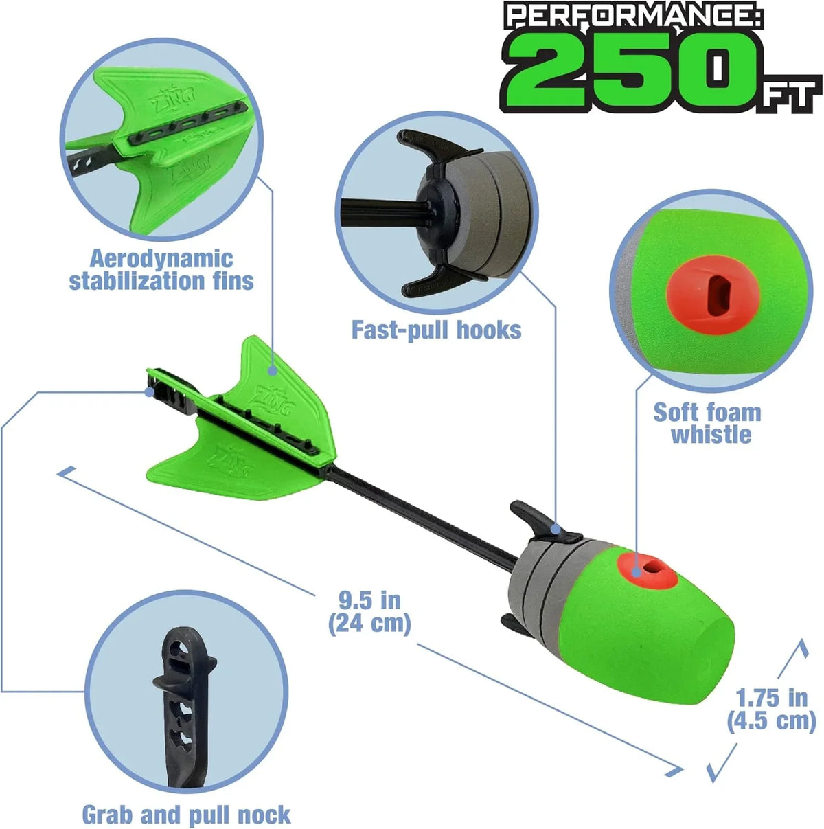 2. Master Controller Bow, 20 Zynix Whistle Arrows, 2 Parachute Replacement Parts, 2 Shoulder Straps and 4 Arrow Bags - Long-distance Outdoor Equipment