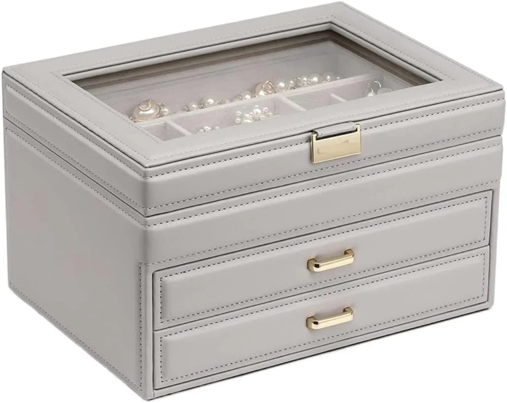 Jewelry Box Jewelry Case PU Leather Jewelry Box Jewelry Storage Box Earring Ear Stud Ring Necklace Organizer Case Jewelry Organizer