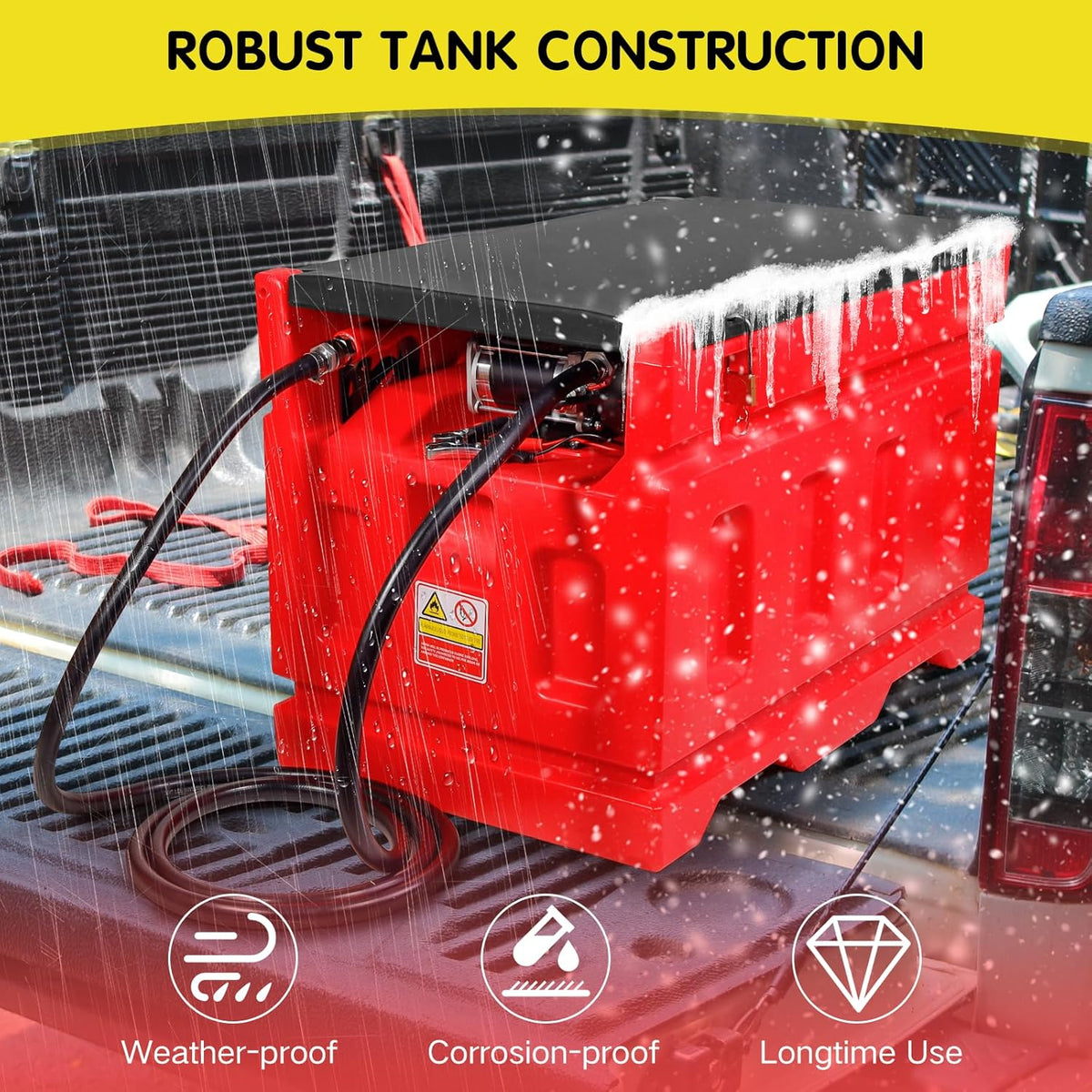 Portable 48 Gallon Fuel Tank with Pump for Gasoline & Diesel, 15GPM High Flow Rate 12V DC Self-Priming Fuel Transfer Pump, 13.1ft Hose, Auto Fueling Nozzle, for Easy Fuel Transportation