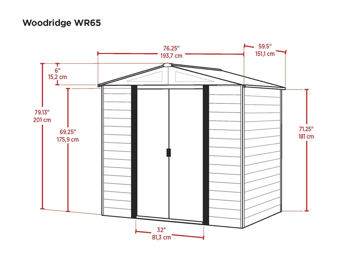 Arrow Woodridge 6x5-ft Corrosion-Resistant Steel Storage Shed