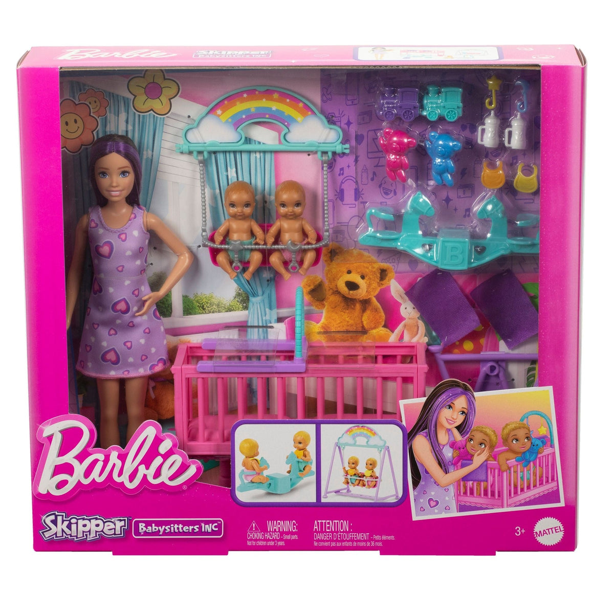 Skipper Babysitter Twinning Dolls & Toys Nursery Playset, Kids Ages 4+