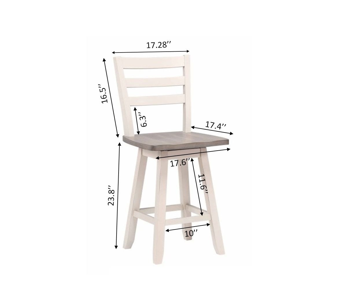 Alice Grey/White Swivel Counter/Bar Stool with Back Rest, 2-pc