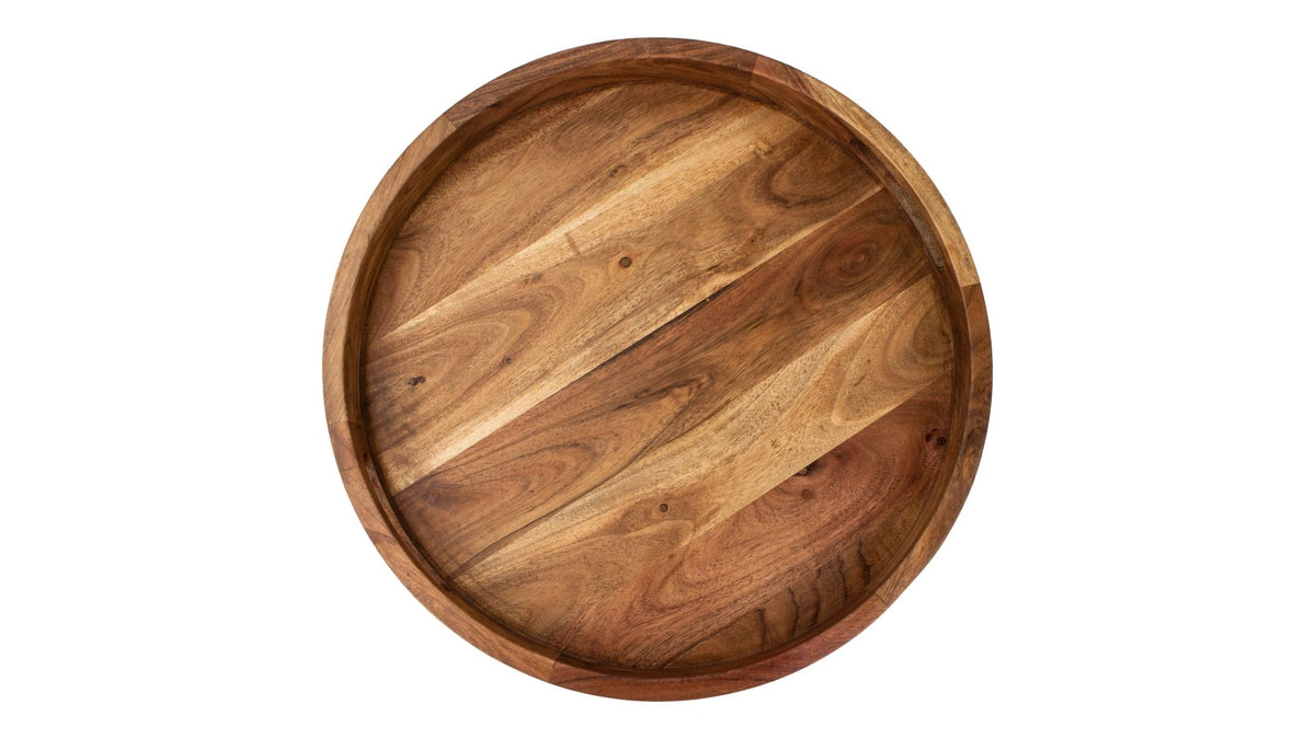 CANVAS Round Wood Serving Tray with Cut-Out Handles, 16-in