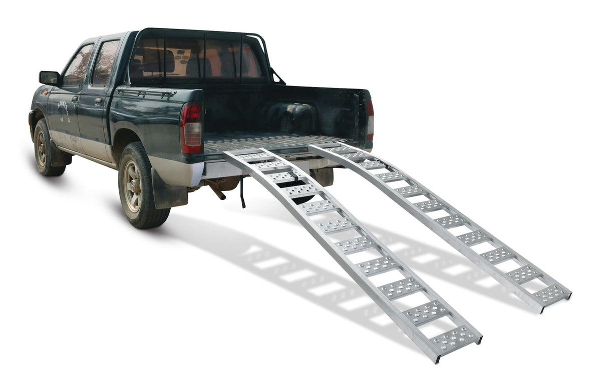 CargoMaster Aluminum Arched Loading Ramps Pair with Adjustable Straps, 90 x 12-in, 2-pc