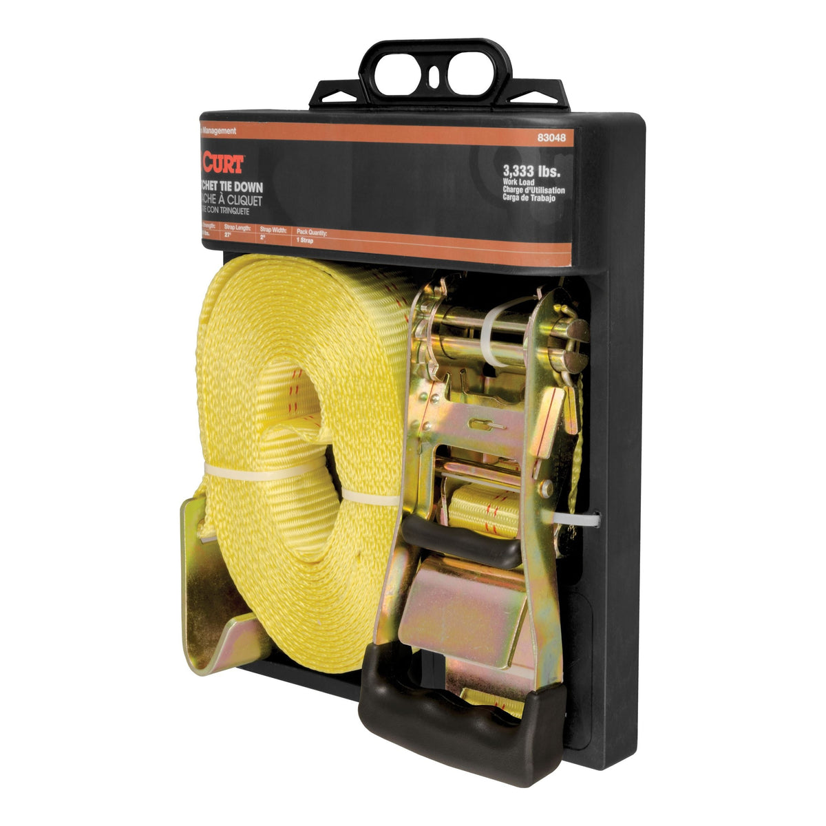 83048 27-ft Yellow Cargo Strap with Flat Hooks (3,333-lb)