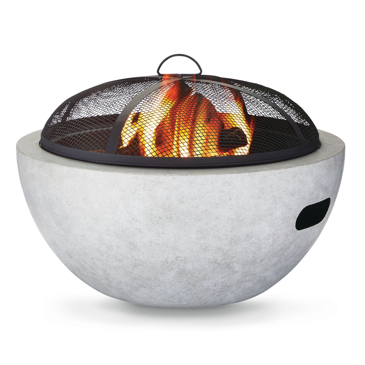 Outdoor Round Steel Wood Burning Firepit with Spark Screen, 24-in