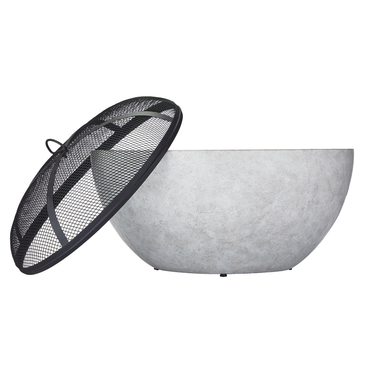 Outdoor Round Steel Wood Burning Firepit with Spark Screen, 24-in