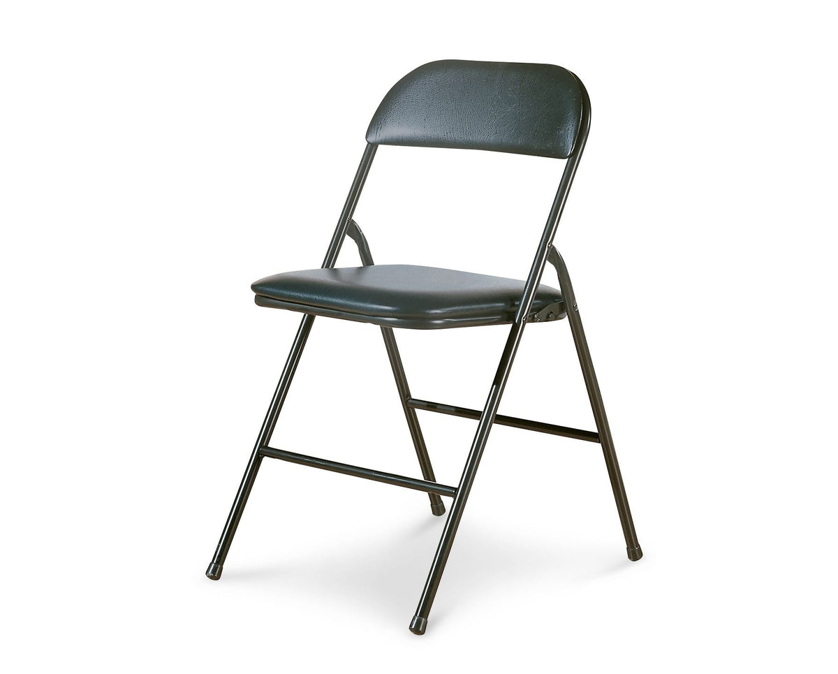 Portable Vinyl Upholstered & Padded Metal Folding Chair, Black, 2-pk