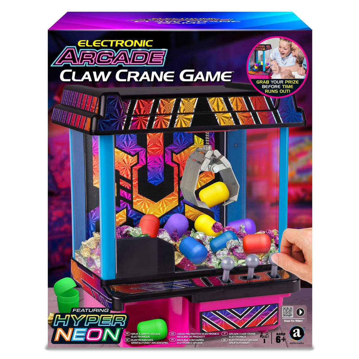 GAME Hyper Neon Series Electronic Arcade Claw Crane for Ages 6+