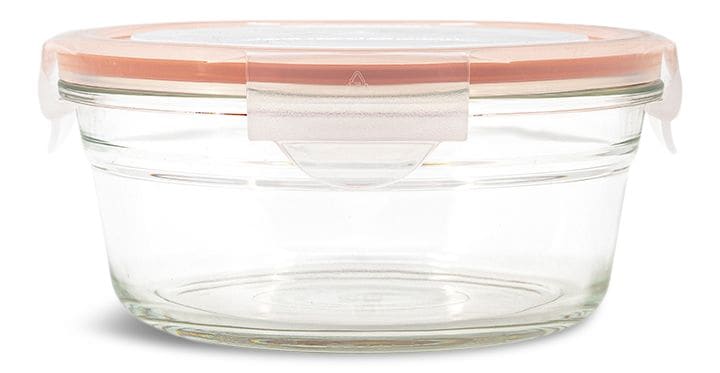 Round Glass Food Storage Container with Leakproof Lid, 850-mL
