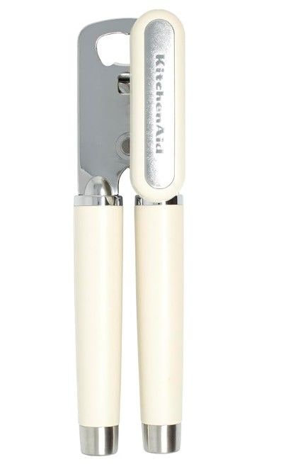 Gourmet Hard Handle Stainless Steel Can Opener, Black, Almond Cream