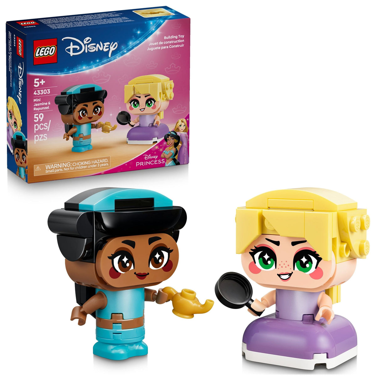 Princess Mini Jasmine & Rapunzel Toy Building Set - 43303, 59-pcs, Ages 5+