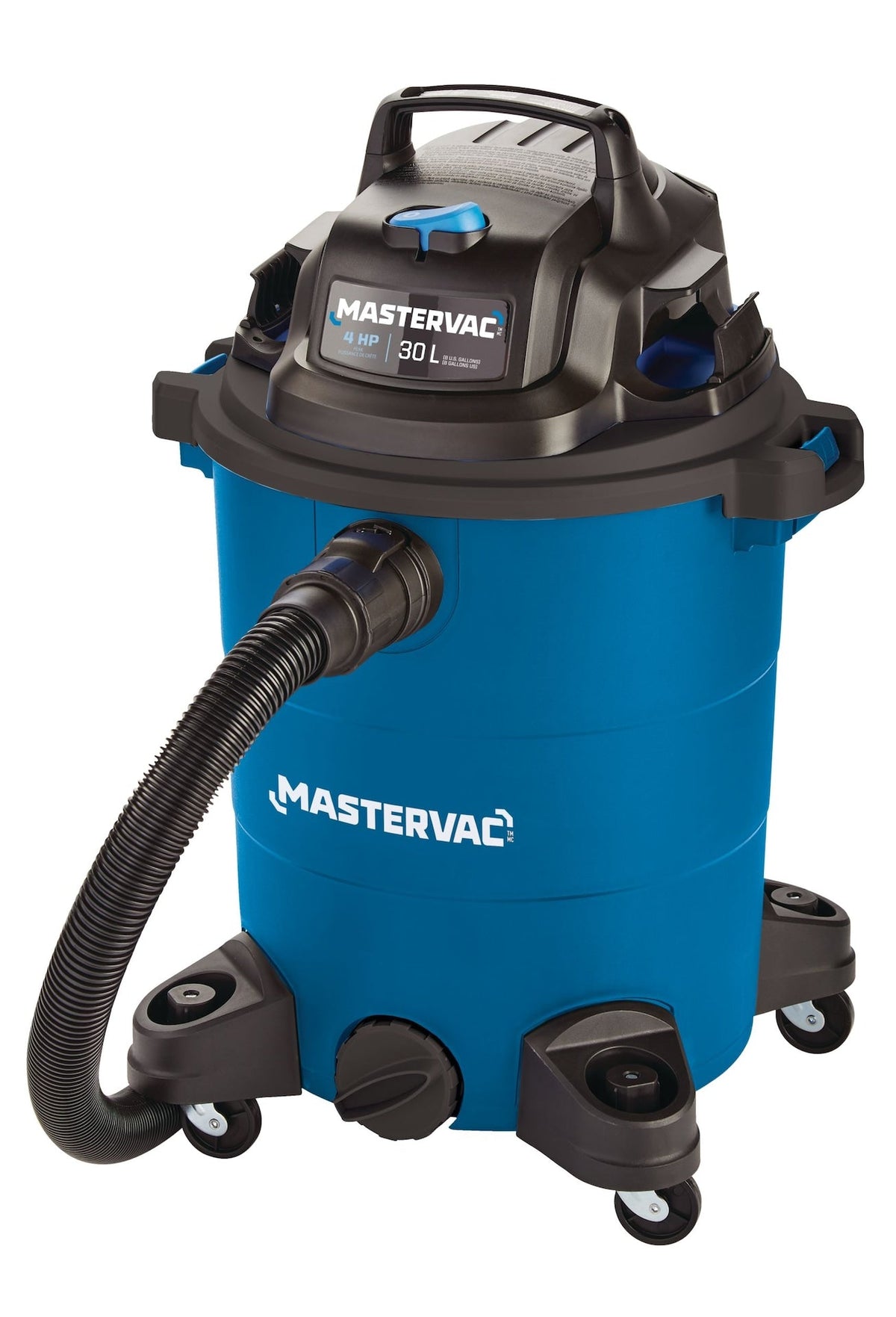 Mastervac VOC809PF 4.0 Peak HP Wet/Dry Shop Vacuum with Anti-Bacterial Cartridge Filter, 30-L