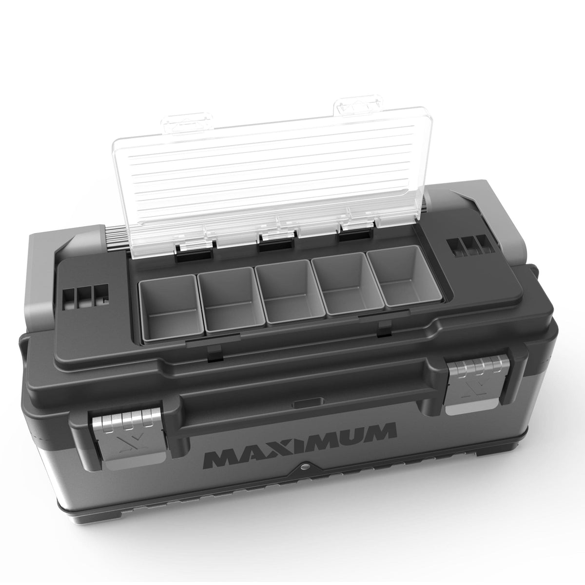 MAXIMUM Portable Plastic & Metal Tool Box with Removable Tray & Organizer, Black, 20-in