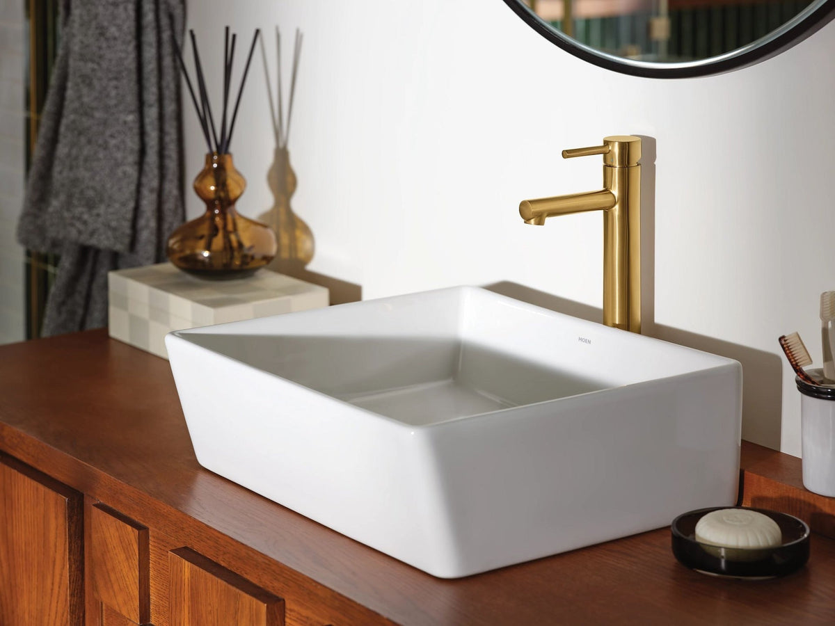 Align Single Handle High Arc Vessel Single Hole Bathroom Sink Faucet, WaterSense Certified, Brushed Gold
