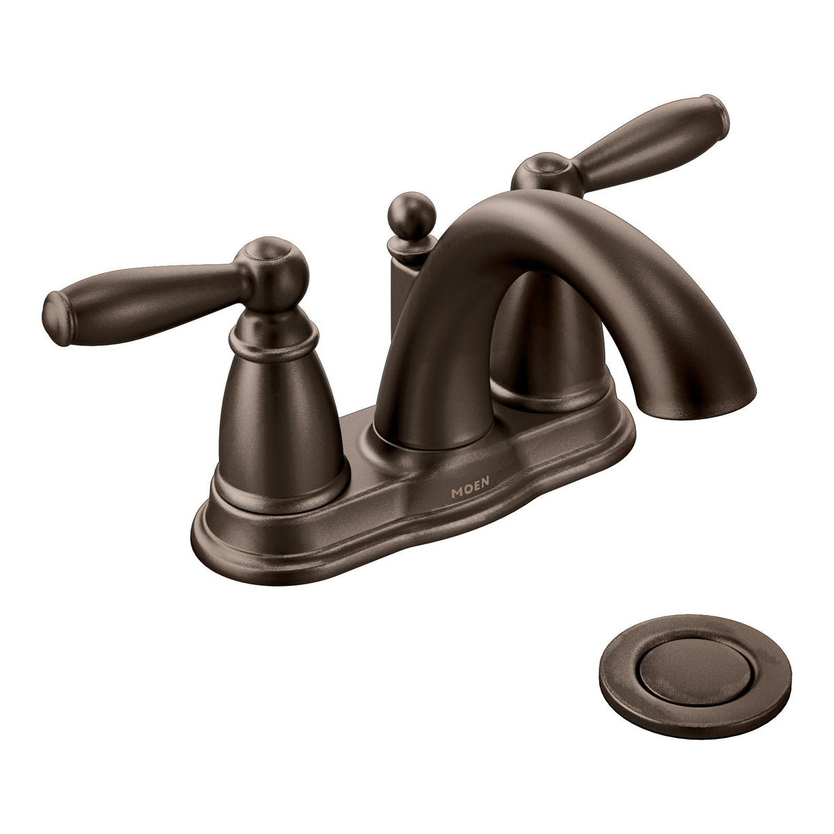 Brantford Double Handle Low Arc 4-in Centerset Bathroom Sink Faucet, WaterSense Certified, Oil Rubbed Bronze