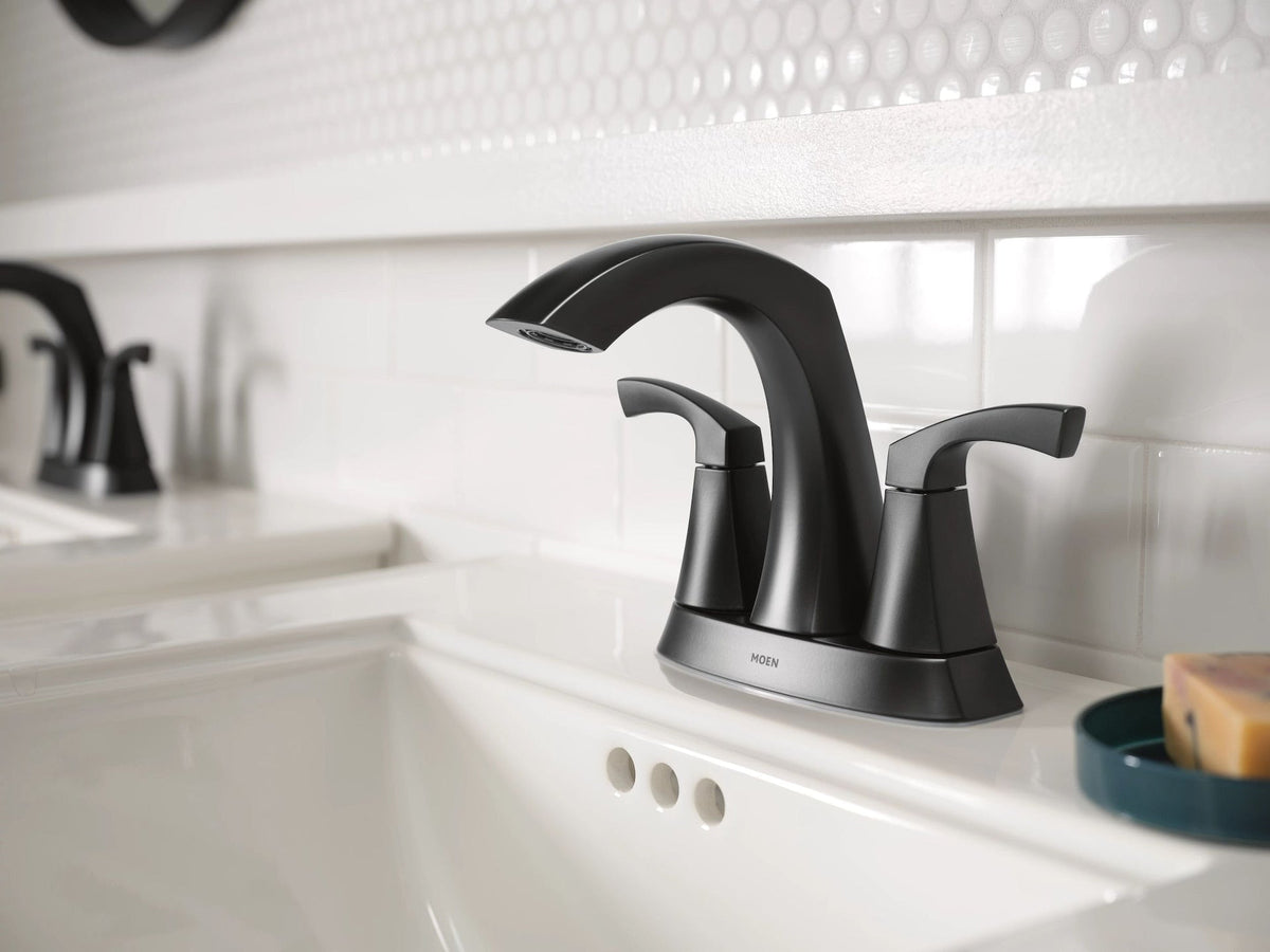Lindor Double Handle Bathroom Faucet, Meets EPA WaterSense Criteria, Matte Black