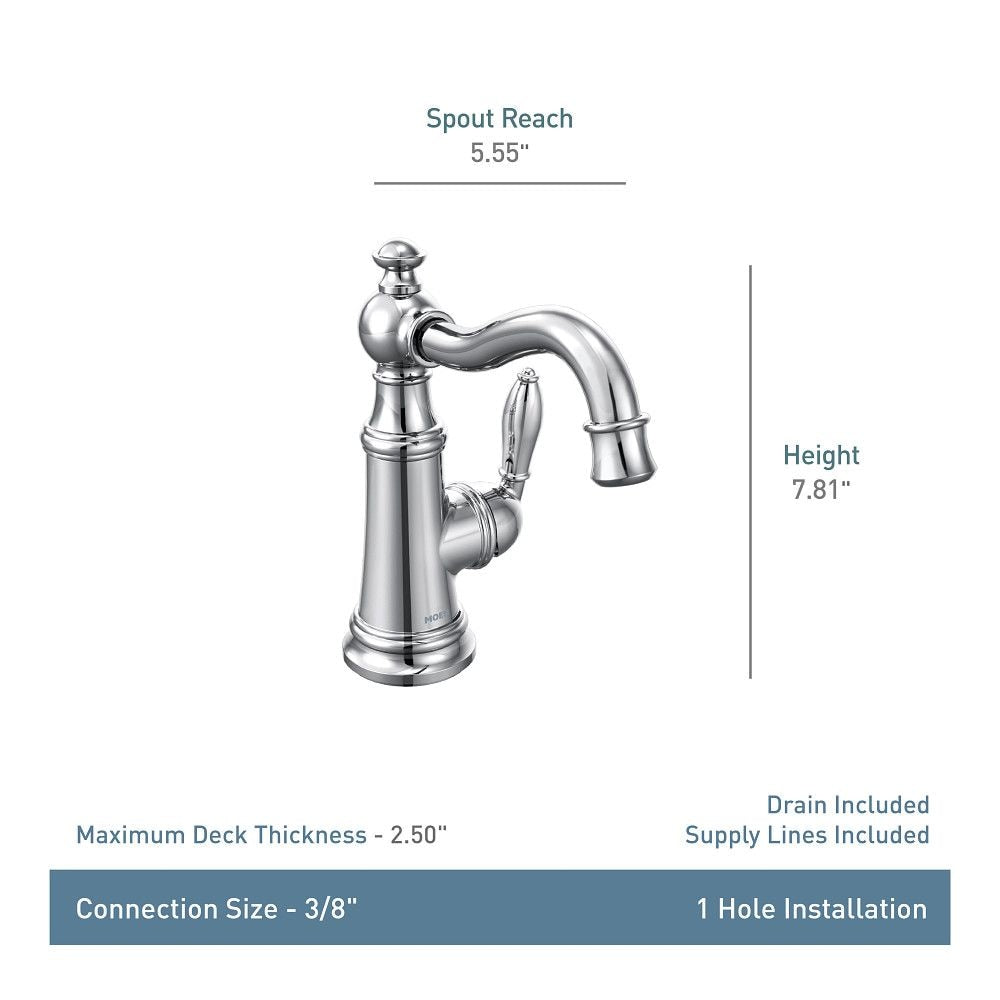 Weymouth Single Handle Single Hole Bathroom Sink Faucet, WaterSense Certified, Brushed Gold