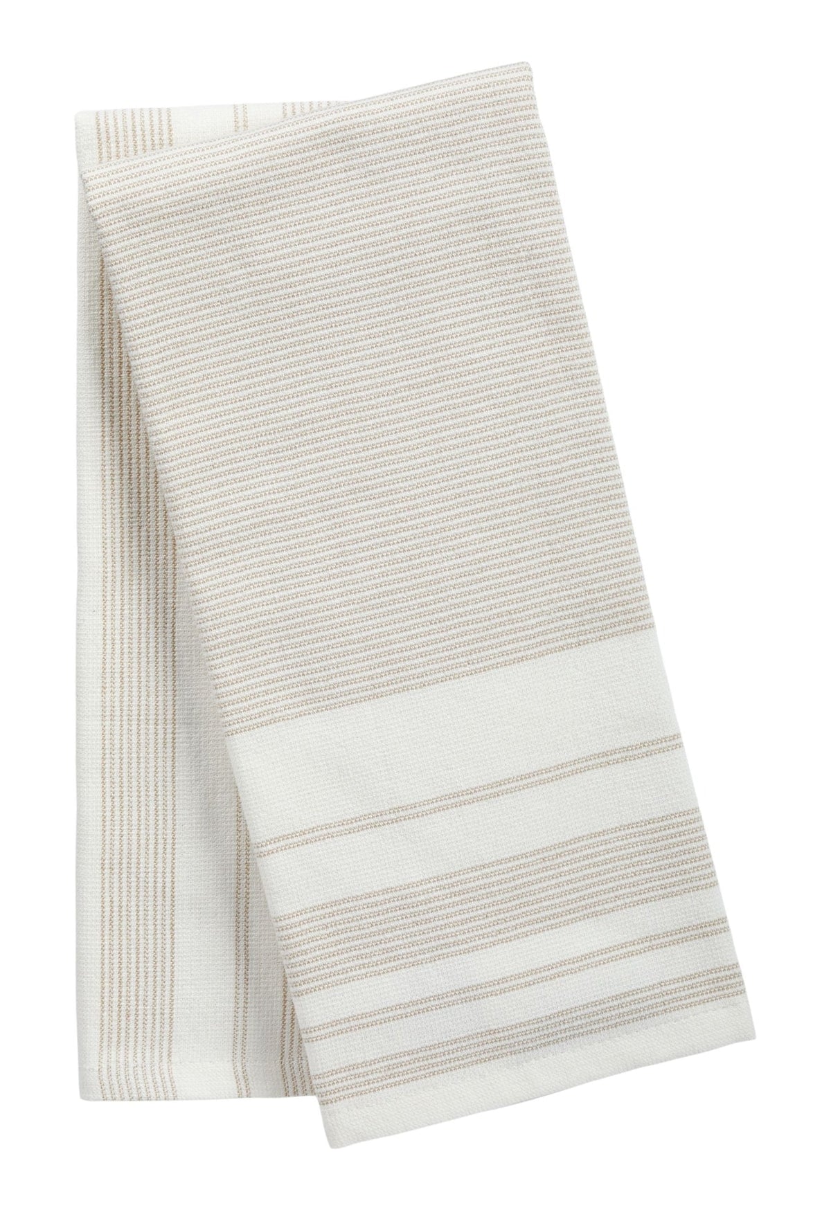 All-Purpose Striped Cotton Kitchen Towels, Beige, 2-pk