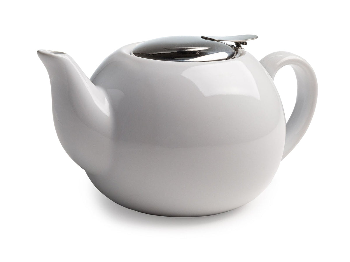 Ceramic Teapot with Stainless Steel Infuser, 0.71-L, White