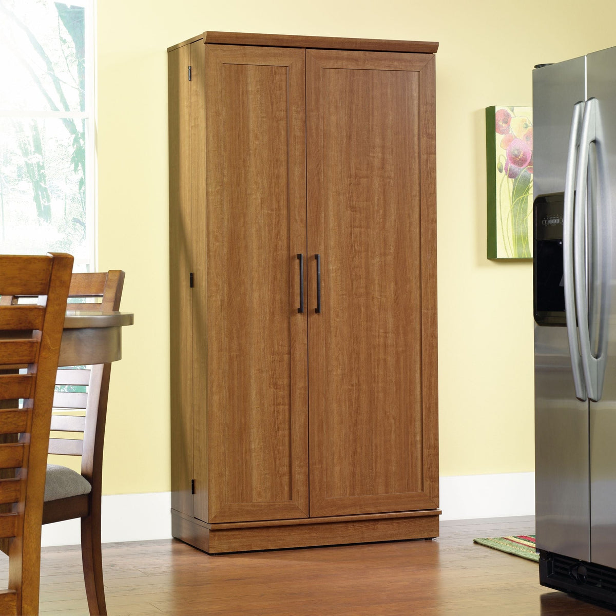 Homeplus 2-Door Storage Cabinet/Pantry with Adjustable Shelves, Sienna Oak Finish