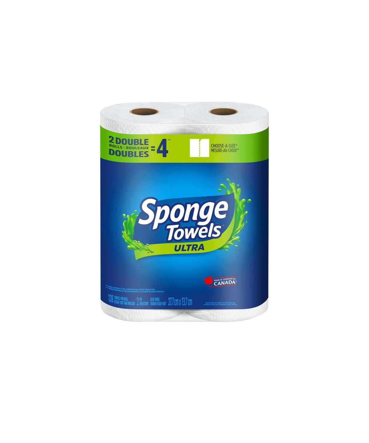Sponge Ultra Choose-A-Size Absorbent Paper Towel, 2-Ply, 2 Double Rolls
