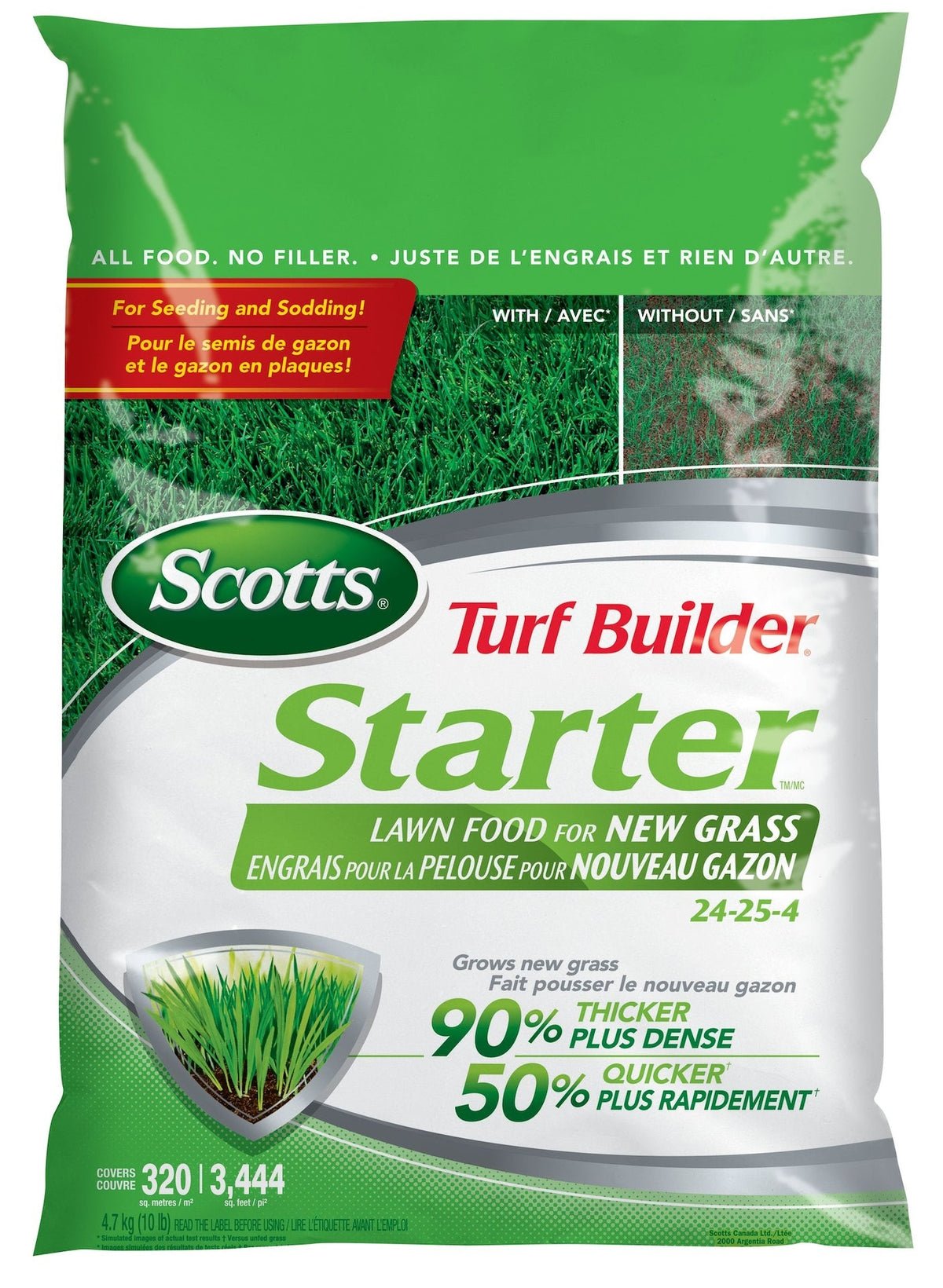Turf Builder Starter Lawn Fertilizer, 24-25-4 For New Grass, 320-m2
