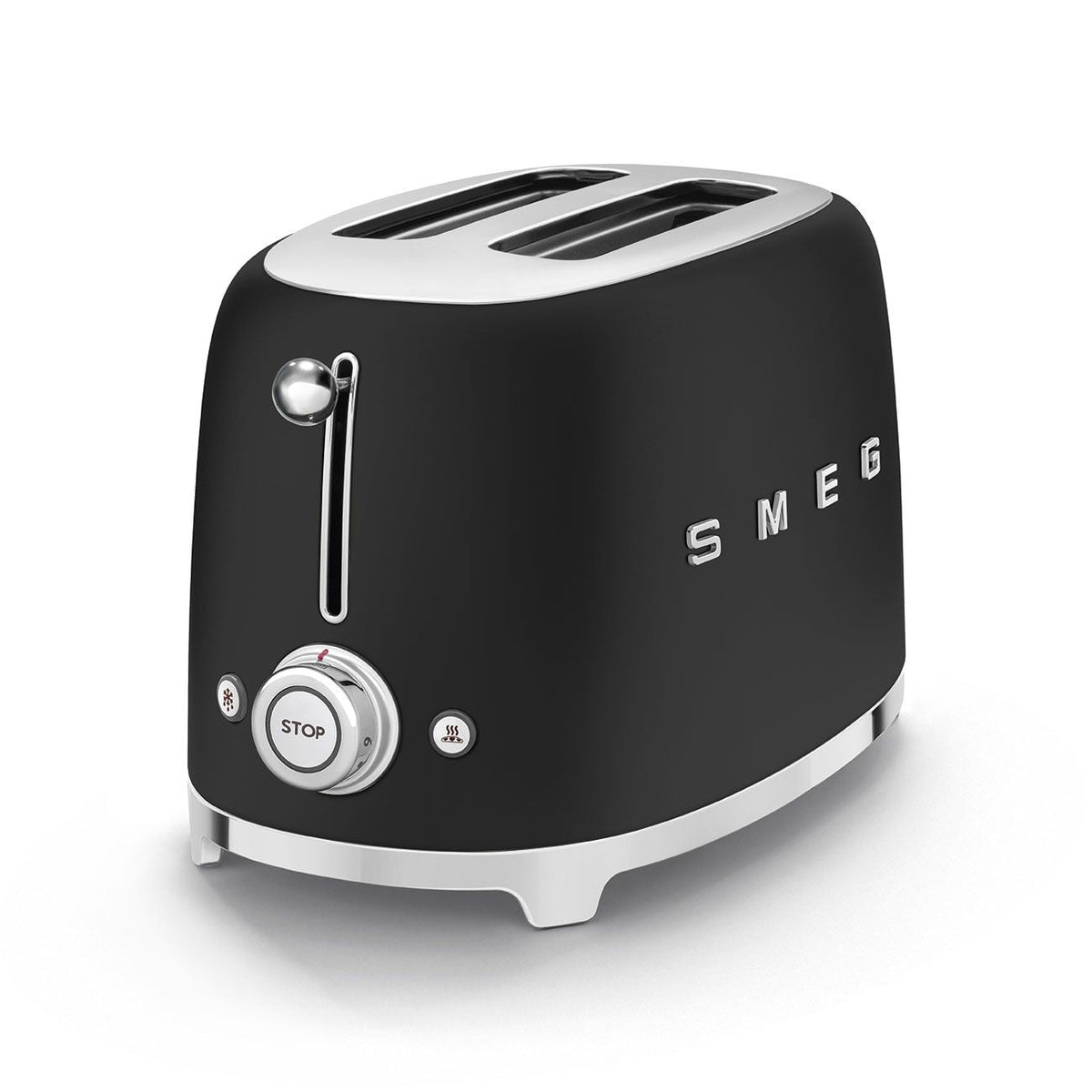 50's Retro Style Wide Slot Pop Up Electric Toaster with 6 Settings, 2-Slices, Matte Black