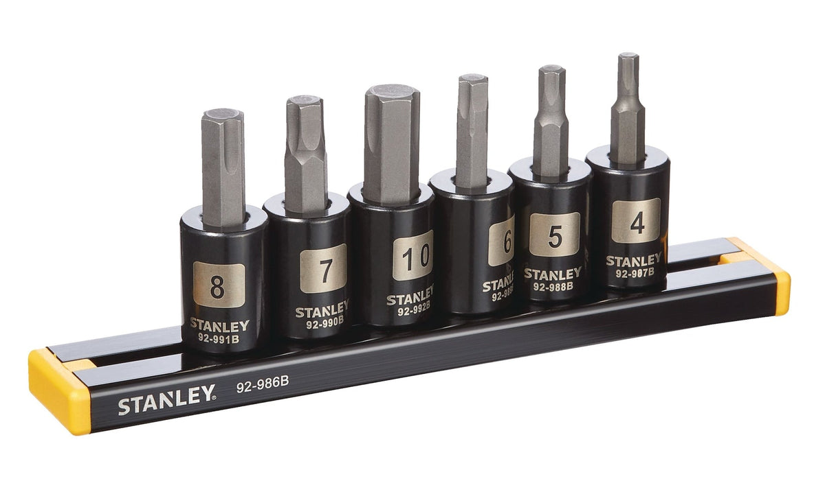 Professional Grade Black Chrome Hex Bit Socket Set, Metric, 6-pc
