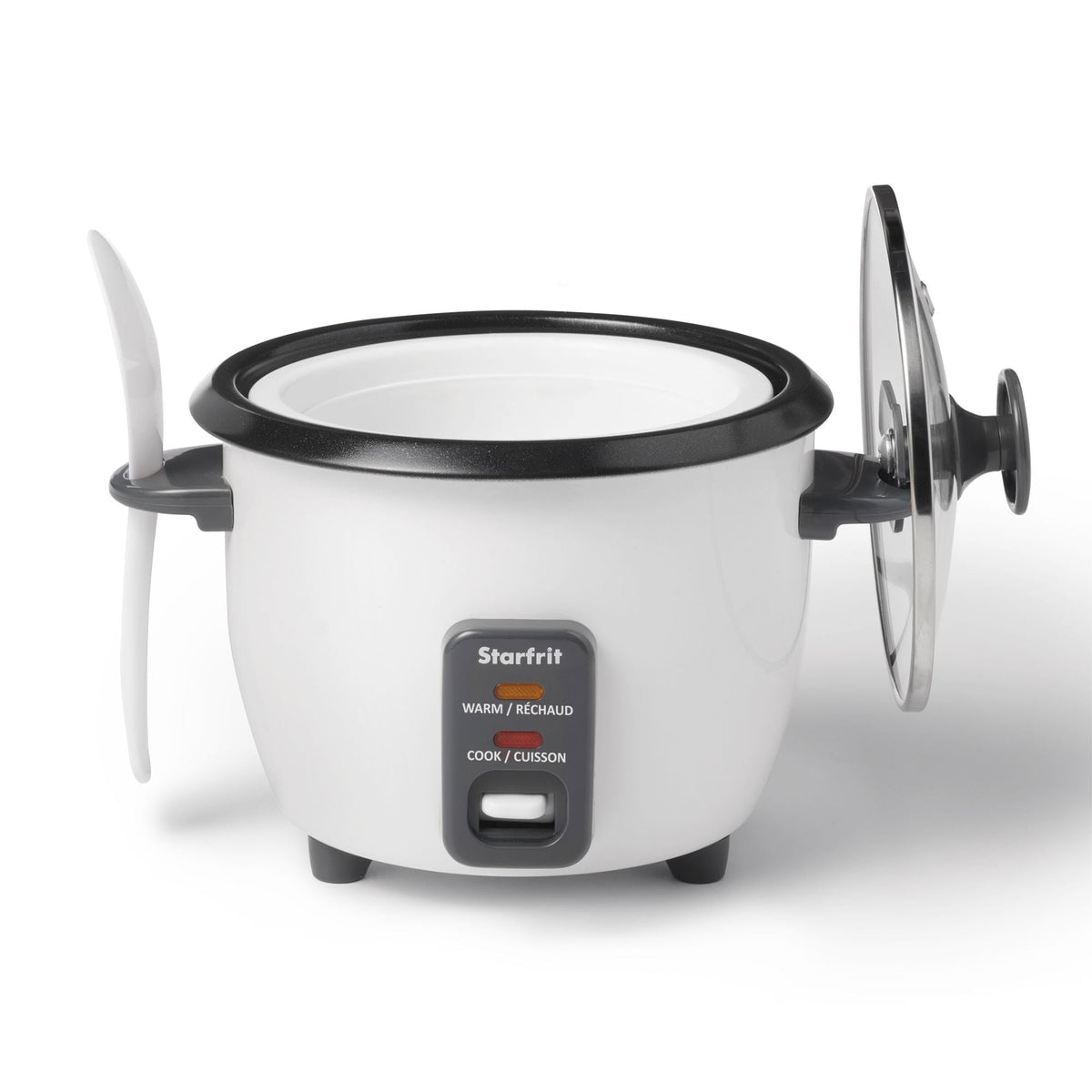 300W 6-Cup White Rice Cooker with Steam Basket