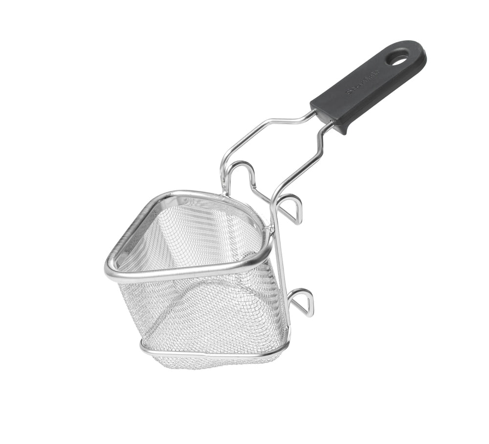 Stainless Steel 2-Way Draining Fondue Cooking Basket with Heat-Resistant Handle, 3.7-in