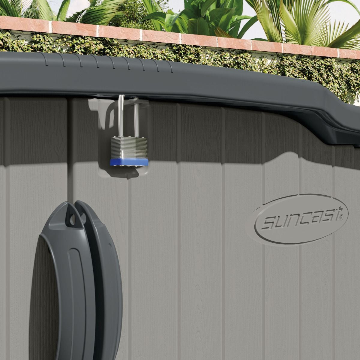 Glidetop 98-cu-ft Dove Grey Horizontal Shed