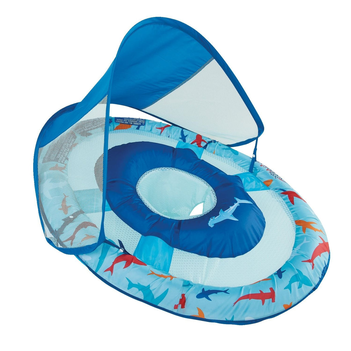 Sun Canopy Inflatable Baby Spring Float for Kids 9-24 Months, Shark Design