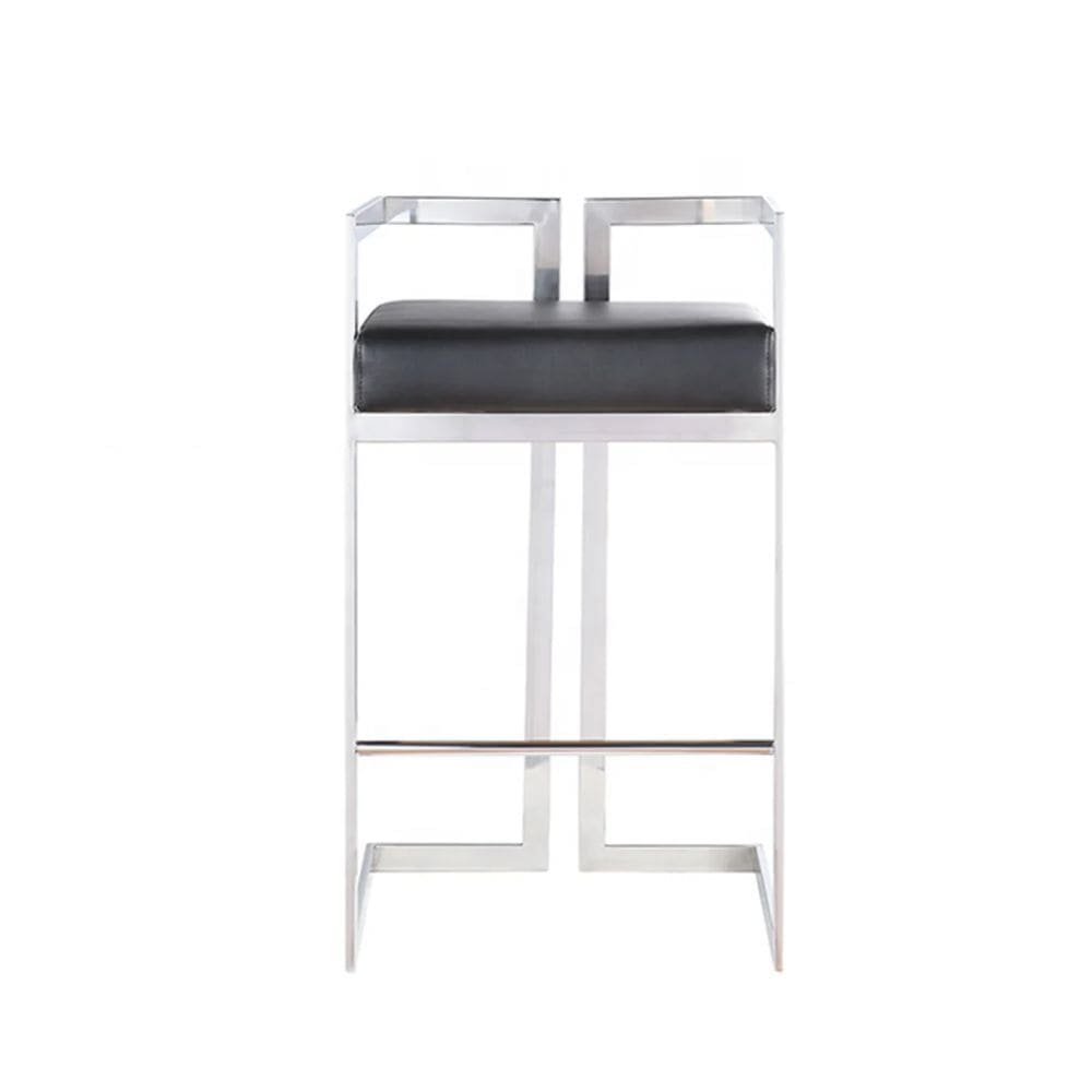 Black Cushioned Harvey Stool with Silver Frame