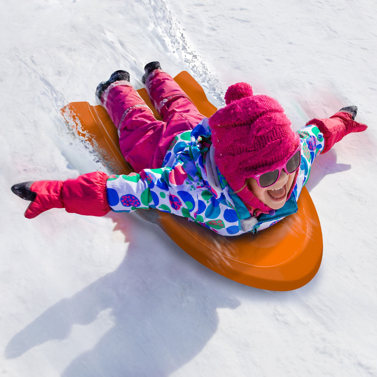 Torpedo Kids' 2-Person Lightweight Plastic Winter Snow Sled Toboggan