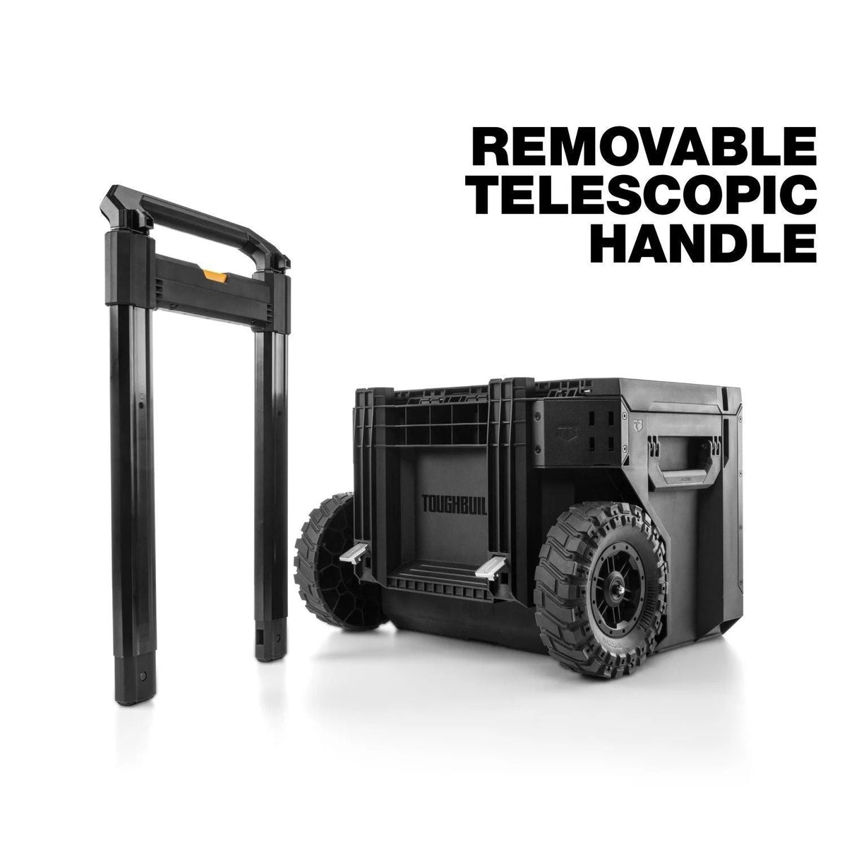 Portable Modular Plastic/Metal Rolling Tool Box with Handle and Inner Tray, IP65-Rated, Black