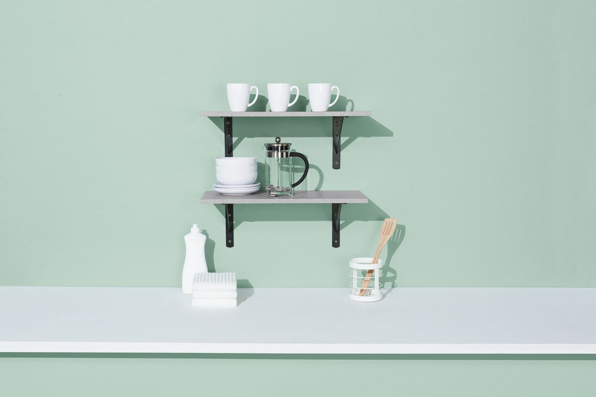 type A Floating Wall Shelf Board, Grey Concrete, 12 x 24-in