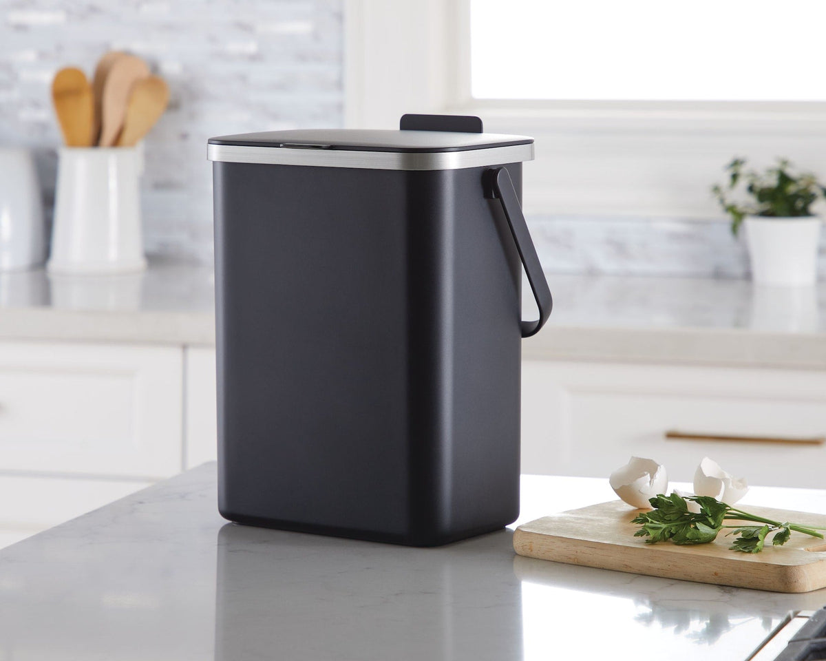 Type A Food Waste/Compost Caddy Bin, Black, 10-L