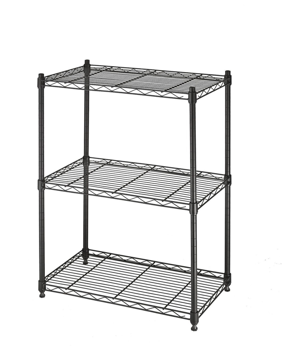 type A Metal 3-Tier Adjustable Wire Shelving Storage Unit, Black