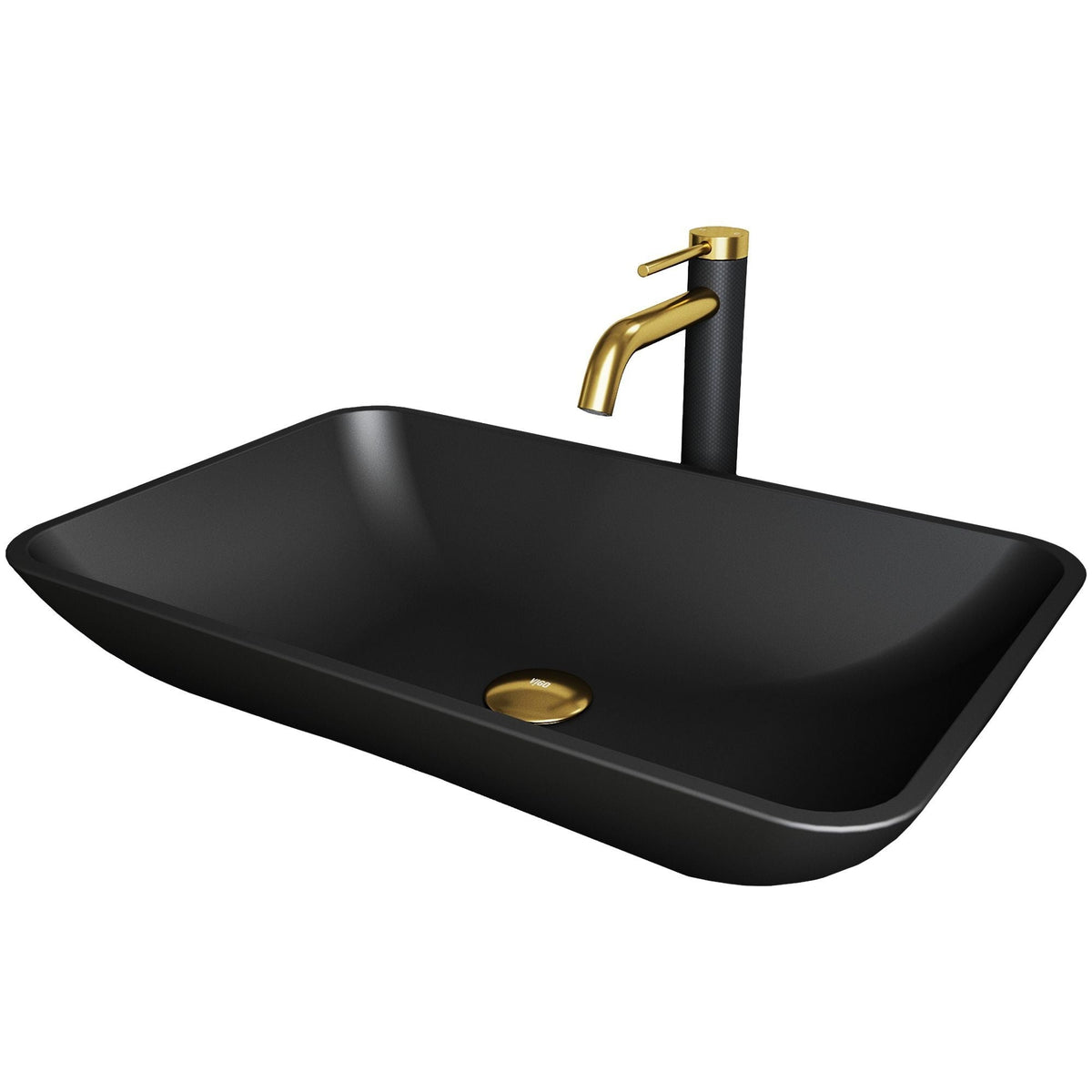 Hadyn Matte Black Bathroom Sink/Basin Set with Lexington Faucet and Rectangular Vessel
