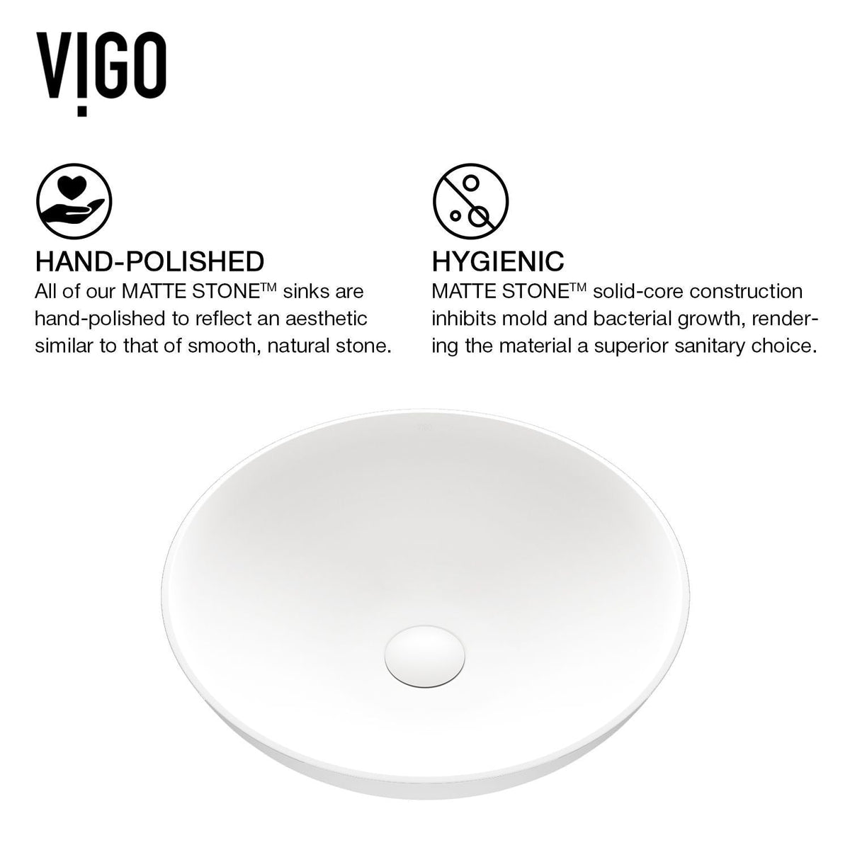 Lotus Round White Composite Bathroom Sink/Basin Set with Amada Faucet and Pop-Up Drain