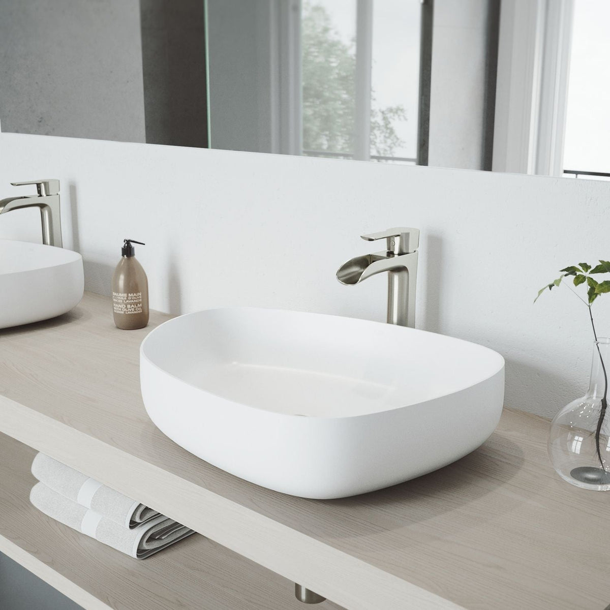 Peony Matte Stone Novelty Composite Vessel Bathroom Sink/Basin with Deep Bowl, White