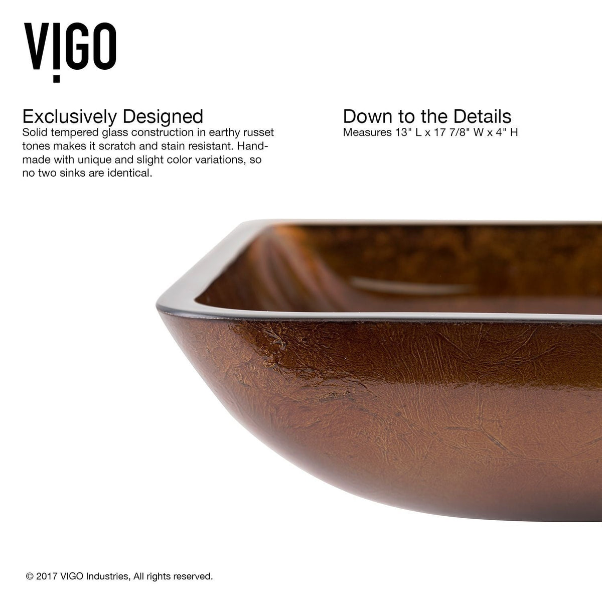 Russet Glass 18-in Red/Brown Bathroom Sink/Basin Set with Niko Faucet and Rectangular Vessel