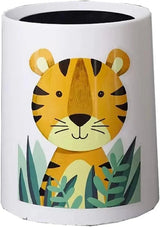 Trash Can No Lid Cute Kitchen Living Room Children's Room Bedroom Office Garbage Can Large Waste Paper Basket Toilet (Color: Tiger)