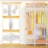 Super large clothes rack, heavy-duty clothes storage rack, standalone portable wardrobe, clothes rack for hanging clothes, 89.8 inches wide x 15.8 inches deep x 76.4 inches high, maximum load capacity of 1400 pounds, white