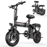 14 in Electric Bike with Dual Front Suspension 500W Folding Ebike, Up to 25Miles 20MPH, 48V Removable Lithium-Battery, 14 in Foldable Commuting...